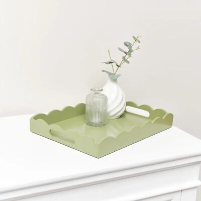 Olive Green Rectangular Tray - Wood Olive Green Rectangular Tray - Wood