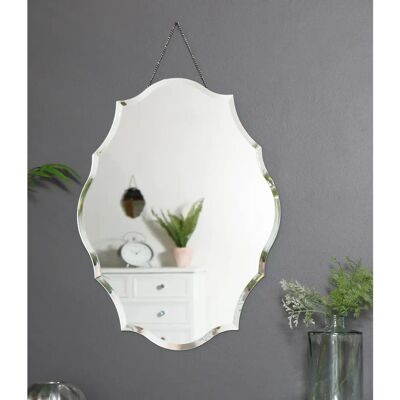 Ornate Frameless Bevelled Wall Mirror - Glass - 38x50cm Ornate Frameless Bevelled Wall Mirror - Glass - 38x50cm
