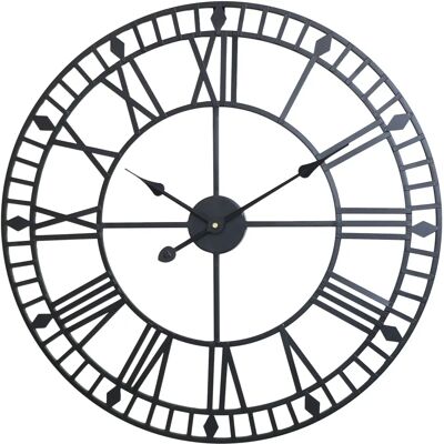 Black Metal Skeleton Clock 60cm x 60cm - Clock Black Metal Skeleton Clock 60cm x 60cm - Clock