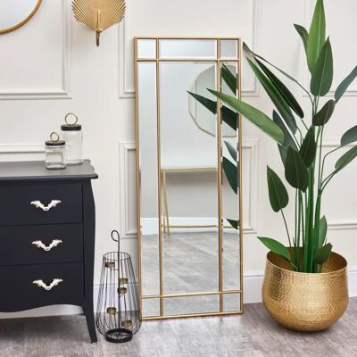 Melody Maison Gold Framed Art Deco Wall / Leaner Mirror - 54x142cm Melody Maison Gold Framed Art Deco Wall / Leaner Mirror - 54x142cm