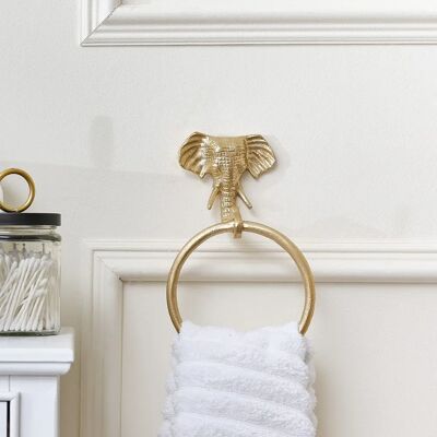 Generic Metallic Gold Elephant Towel Ring - Gold - Iron Generic Metallic Gold Elephant Towel Ring - Gold - Iron