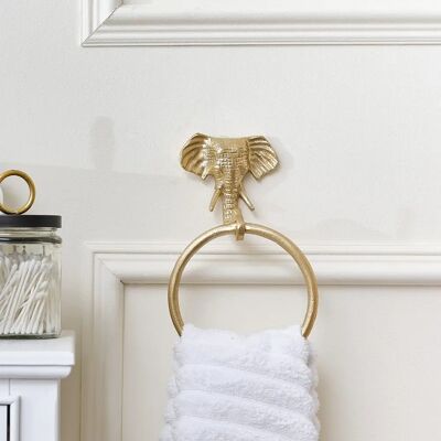 Generic Metallic Gold Elephant Towel Ring - Gold - Iron Generic Metallic Gold Elephant Towel Ring - Gold - Iron