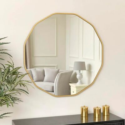 Melody Maison Large Round Gold Scalloped Wall Mirror - Wall Mirror Melody Maison Large Round Gold Scalloped Wall Mirror - Wall Mirror