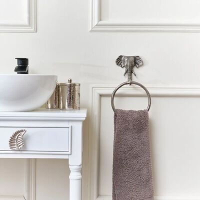 Generic - Metallic Silver Elephant Towel Ring - Silver Generic - Metallic Silver Elephant Towel Ring - Silver