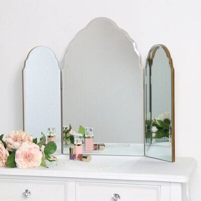 Melody Maison Antique Gold Arched Triple Vanity Mirror - Vanity Mirror Melody Maison Antique Gold Arched Triple Vanity Mirror - Vanity Mirror