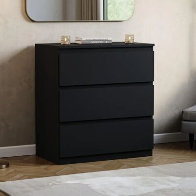 Vida Designs - Denver - Black - 3-Drawer - Bedside Cabinet Vida Designs - Denver - Black - 3-Drawer - Bedside Cabinet