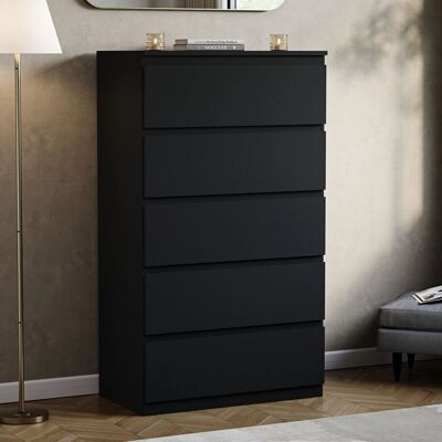 Vida Designs - Denver 5 Drawer Chest - Black Vida Designs - Denver 5 Drawer Chest - Black
