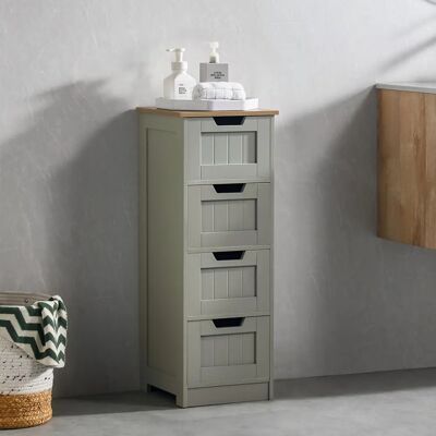 Unknown - 4-Schubladen - Grau & Eiche - Freistehend - Badezimmer Aufbewahrungseinheit Unknown - 4-Schubladen - Grau & Eiche - Freistehend - Badezimmer Aufbewahrungseinheit