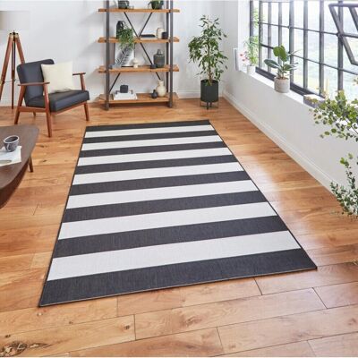 Think Rugs Santa Monica 48644 Black White Outdoor Rug - Rug Think Rugs Santa Monica 48644 Black White Outdoor Rug - Rug