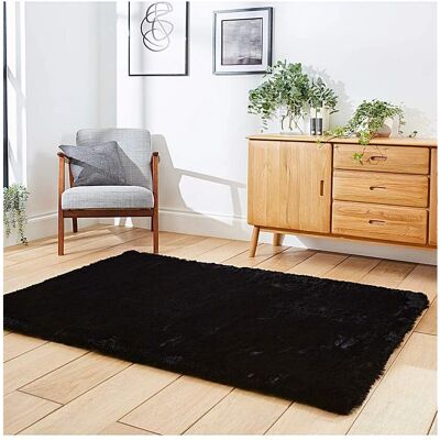 Think Rugs Black 60x120cm Super Soft Fluffy Shaggy Rug - Rug Think Rugs Black 60x120cm Super Soft Fluffy Shaggy Rug - Rug