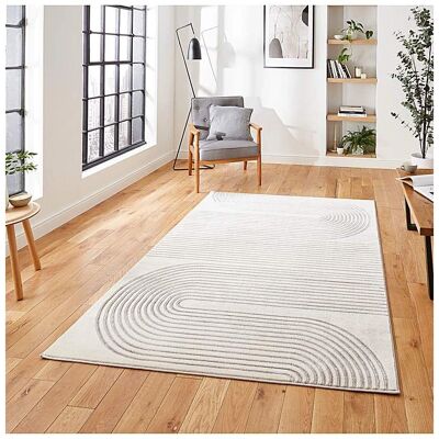 Apollo 2683 Modern Linear Rug Grey Ivory - Rug Apollo 2683 Modern Linear Rug Grey Ivory - Rug