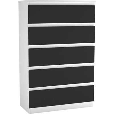 Skagen - 5-Drawer Chest - White/Black - No Handles - Chest Skagen - 5-Drawer Chest - White/Black - No Handles - Chest