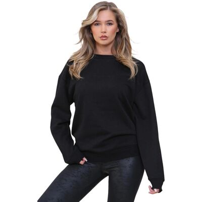 Enzo Womens Embroidered Oversized Sweatshirt - Black - Sweatshirt Enzo Womens Embroidered Oversized Sweatshirt - Black - Sweatshirt