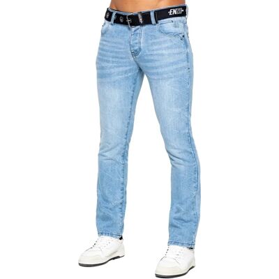 Enzo heren denim jeans met rechte pasvorm - Lichtblauw - 34W/30L Enzo heren denim jeans met rechte pasvorm - Lichtblauw - 34W/30L