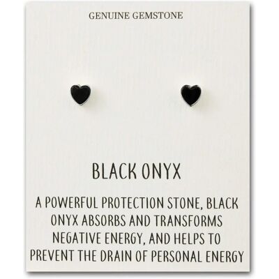 Philip Jones Black Onyx Heart Stud Earrings - Gift Pouch Philip Jones Black Onyx Heart Stud Earrings - Gift Pouch