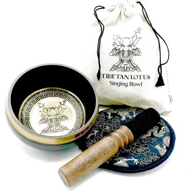 Hindu Lotus Flower 14cm Hand Beaten & Engraved Singing Bowl Gift Set Hindu Lotus Flower 14cm Hand Beaten & Engraved Singing Bowl Gift Set