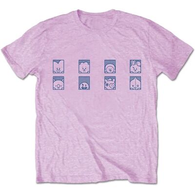 T-shirt rose BT21 K-Pop - Group Squares - Unisexe S T-shirt rose BT21 K-Pop - Group Squares - Unisexe S