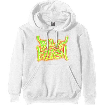 Billie Eilish White Hoodie - Airbrush Flames Blohsh - Unisex - Hoodie Billie Eilish White Hoodie - Airbrush Flames Blohsh - Unisex - Hoodie