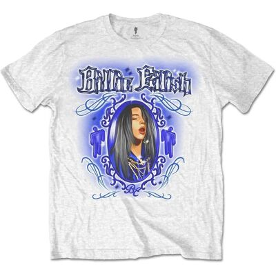 T-Shirt Airbrush Blanc Billie Eilish - Unisex - Type de Produit - Publicité T-Shirt Airbrush Blanc Billie Eilish - Unisex - Type de Produit - Publicité