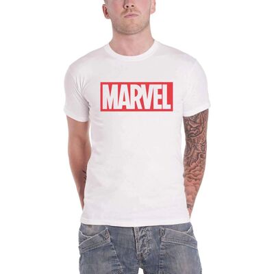 Marvel White Large Box Logo T-shirt - T-shirt Marvel White Large Box Logo T-shirt - T-shirt