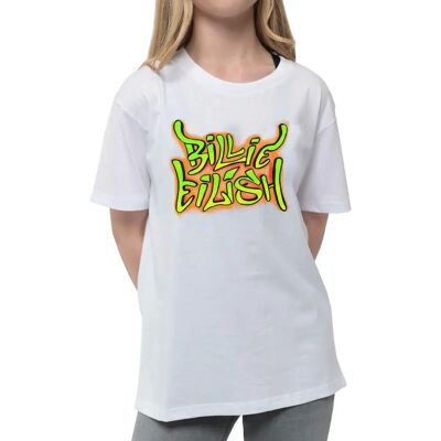Billie Eilish Barn Graffiti Logo Vit T-shirt - T-shirt Billie Eilish Barn Graffiti Logo Vit T-shirt - T-shirt