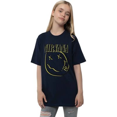 Nirvana Barn Navy Blue Inverse Grunge Smile T-Shirt - T-shirt Nirvana Barn Navy Blue Inverse Grunge Smile T-Shirt - T-shirt