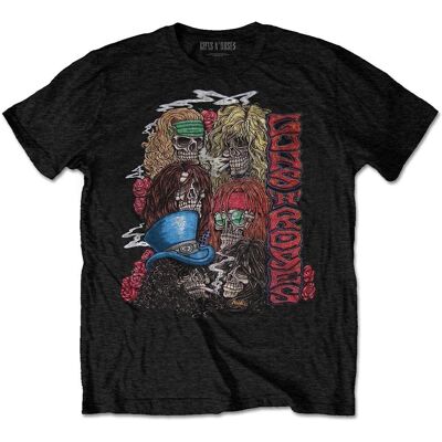 Svart T-Shirt med Stackade Skallar - Guns N' Roses Bandlogo Svart T-Shirt med Stackade Skallar - Guns N' Roses Bandlogo