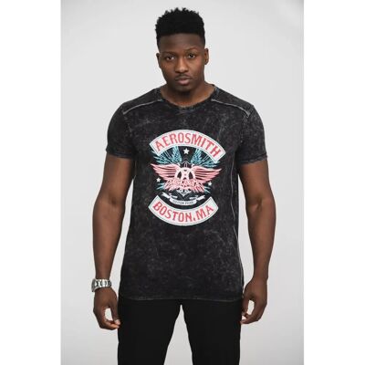 Aerosmith Boston Pride Snow Wash T-shirt - Unisex - Svart - Stor Aerosmith Boston Pride Snow Wash T-shirt - Unisex - Svart - Stor