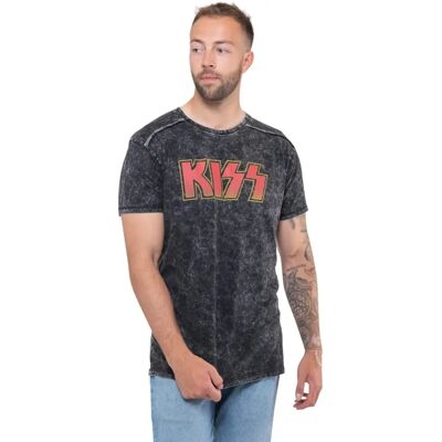 Kiss Black Snow Wash T-Shirt - Classic Logo - Unisex Kiss Black Snow Wash T-Shirt - Classic Logo - Unisex