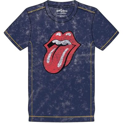 The Rolling Stones Navy Blue Snow Wash T-shirt - Unisex Rock Off The Rolling Stones Navy Blue Snow Wash T-shirt - Unisex Rock Off