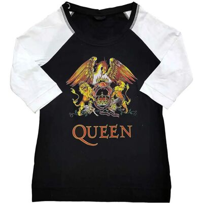 Queen Classic Crest Logo Raglan T-Shirt - T-shirt Queen Classic Crest Logo Raglan T-Shirt - T-shirt