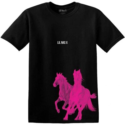 HeyRusty Lil Nas X Rosa Hästar Svart T-Shirt - Produkttyp HeyRusty Lil Nas X Rosa Hästar Svart T-Shirt - Produkttyp