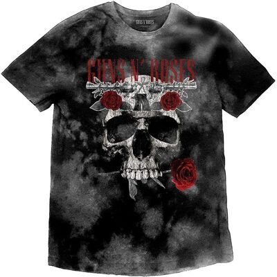 Guns N' Roses Grey Dip-Dye Flower Skull T-Shirt - Unisex Guns N' Roses Grey Dip-Dye Flower Skull T-Shirt - Unisex