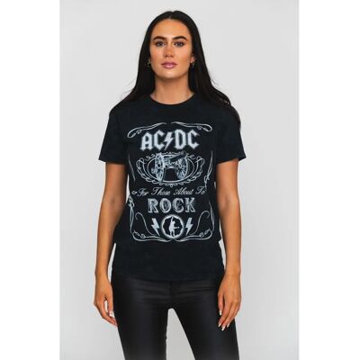 Svart Dip-Dye T-shirt AC/DC Cannon Swig - Rock Svart Dip-Dye T-shirt AC/DC Cannon Swig - Rock