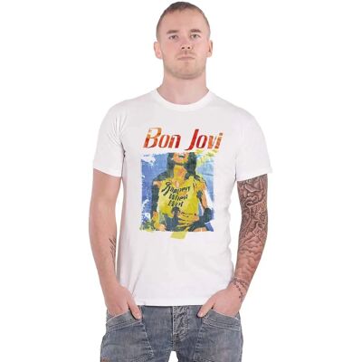 Bon Jovi Vit Unisex T-Shirt - Slippery When Wet - T-Shirt Bon Jovi Vit Unisex T-Shirt - Slippery When Wet - T-Shirt