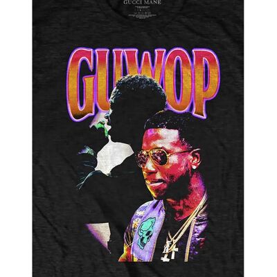 Gucci Mane GUWOP T-Shirt Svart - Officiell Collage-logga Gucci Mane GUWOP T-Shirt Svart - Officiell Collage-logga