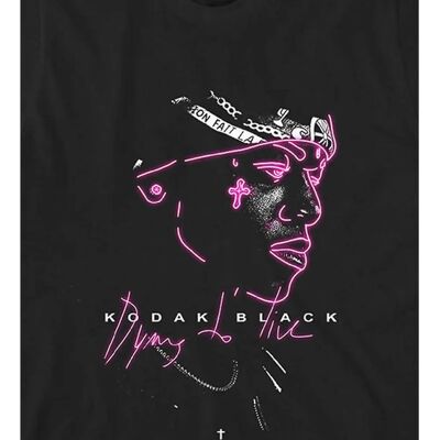 Kodak Black officiell Neon Outline-logga T-shirt - T-shirt Kodak Black officiell Neon Outline-logga T-shirt - T-shirt