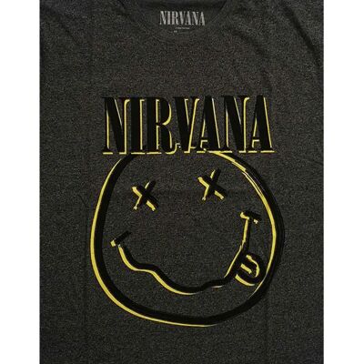 HeyRusty Nirvana Unisex T-shirt - Inverse Grunge Smile Grå och svart XXL HeyRusty Nirvana Unisex T-shirt - Inverse Grunge Smile Grå och svart XXL