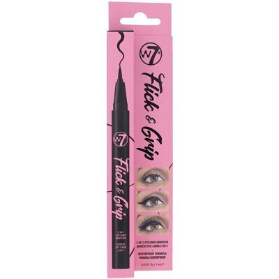 Delineador y pegamento para pestañas W7 Flick & Grip - Negro Delineador y pegamento para pestañas W7 Flick & Grip - Negro
