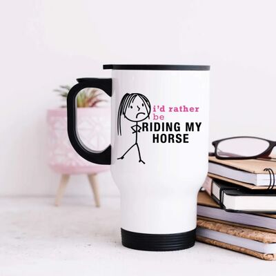 60 SECOND MAKEOVER - Riding My Horse - White - Metal Travel Mug 60 SECOND MAKEOVER - Riding My Horse - White - Metal Travel Mug