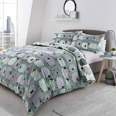 Ensemble de housse de duvet réversible 'Dotty Sheep' Fusion - Super King - Publicité Ensemble de housse de duvet réversible 'Dotty Sheep' Fusion - Super King - Publicité