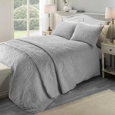 Serene 'Luana' Microfibre Pinsonic 3D Floral Design Duvet Cover Set silver Double Unisex - Bedding Set Serene 'Luana' Microfibre Pinsonic 3D Floral Design Duvet Cover Set silver Double Unisex - Bedding Set
