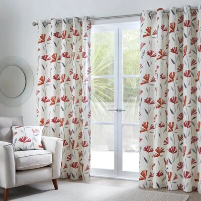 Rideaux en Coton Nature Fusion Dacey - Œillets 168cm x 229cm - Rouge Rideaux en Coton Nature Fusion Dacey - Œillets 168cm x 229cm - Rouge