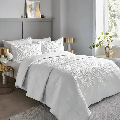 Serene Cavali Microfibre Duvet Cover Set - White - Bedding Set Serene Cavali Microfibre Duvet Cover Set - White - Bedding Set