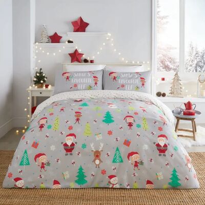 Ensemble Housse de Couette de Noël Elf & Santa - Set de housse de duvet Ensemble Housse de Couette de Noël Elf & Santa - Set de housse de duvet