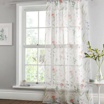 Dreams & Drapes Voorjaarsweide Natuurlijke Print Voile Panel - Gordijn Dreams & Drapes Voorjaarsweide Natuurlijke Print Voile Panel - Gordijn