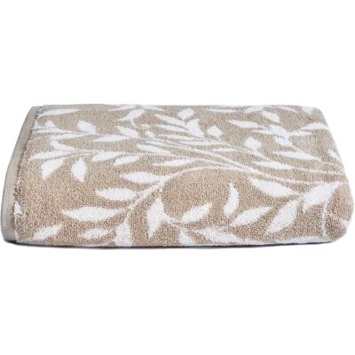 Sandringham Towel - Cotton, Leaf Pattern, Linen Hue - Towel Sandringham Towel - Cotton, Leaf Pattern, Linen Hue - Towel