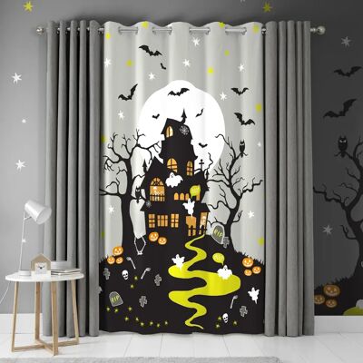 Rideau de porte Haunted House de Bedlam avec impression phosphorescente - Rideau Rideau de porte Haunted House de Bedlam avec impression phosphorescente - Rideau