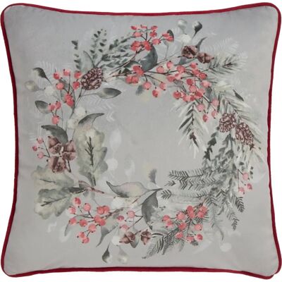 D & D Winter Sprigs Velvet Cushion - 43x43cm - Green D & D Winter Sprigs Velvet Cushion - 43x43cm - Green
