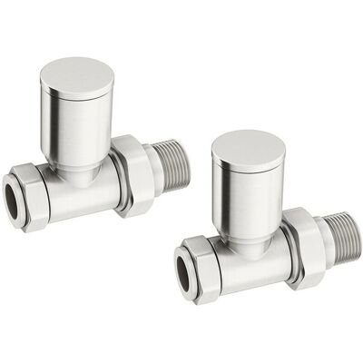 WarmeHaus - Straight - Brushed Nickel - 15mm - Radiator Valve WarmeHaus - Straight - Brushed Nickel - 15mm - Radiator Valve